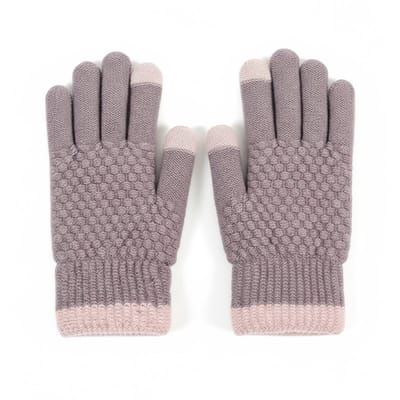 QTTVBTNA - Dames Winter Handschoenen - Gebreide Warmte Handschoenen - Dikke Fleece Binnenvoering - Touchscreen handschoenen - Lavendel - Eén maat - 1 Paar
