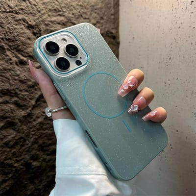 Coque Magnétique de Luxe Pailletée Bling pour Magsafe pour iPhone 16 15 14 Plus 13 12 11 Pro Max Chargement Sans Fil Anti-Choc Housse IMD For iPhone 12