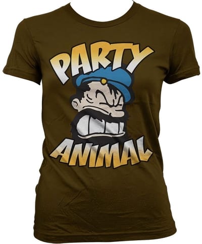 Popeye Brutos Party Animal Girly T-shirt voor dames, bruin