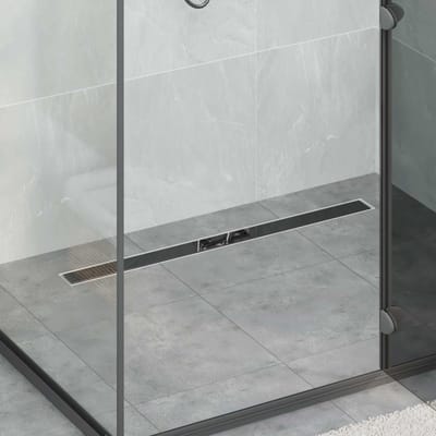 vidaXL - Doucheafvoer - glazen - dekking - met - 360° - sifon - Zwart - 90 - cm
