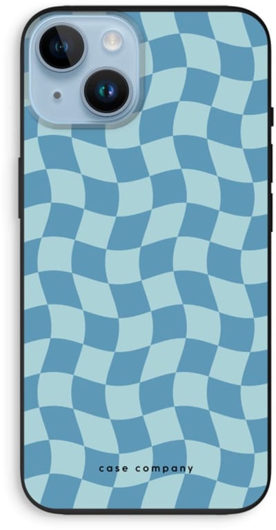 Case Company® - Hoesje geschikt voor iPhone 14 hoesje - Grid Blauw - Biologisch Afbreekbaar Telefoonhoesje - Bescherming alle Kanten en Schermrand