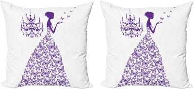 ABAKUHAUS Love Decoratieve Kussenhoezen 2-pack, Antieke Kroonluchter Prinses, 45x45 cm, Paars en Wit