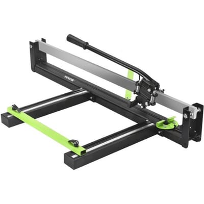 VEVOR 800mm blauwe handmatige tegelsnijder met nauwkeurige laserpositionering en antislip rubberen oppervlak. Enkele rail en beugel, geschikt voor porseleinen en keramische vloertegels.