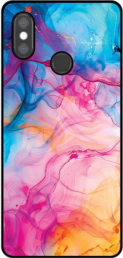 Smartphonica Telefoonhoesje Geschikt voor Xiaomi Mi 8 SE met Regenboog Acryl Marmer Opdruk - TPU Backcover Case Rainbow Acrylic Marble Design geschikt voor Xiaomi Mi 8 SE