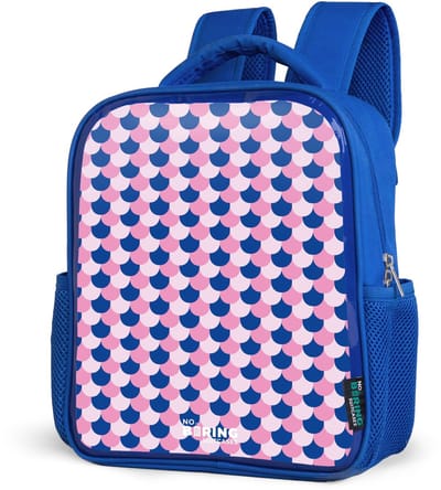 NoBoringSuitcases.com® - Rugzak blauw - Schooltas jongens - Schubben - Patroon - Blauw - Roze - Kinder rugtas jongen - Boekentas kind - Kinderrugzak voor school - Schoolrugzak