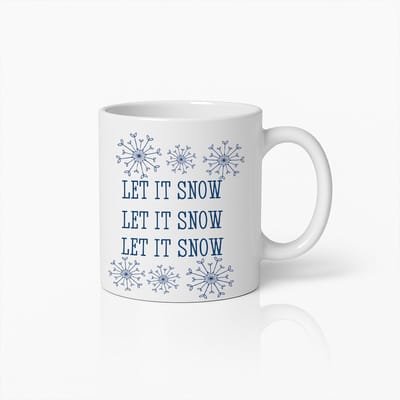 Kerst Mok 330ml – “Let It Snow” Winterse Koffiekop met Sneeuwvlokken – Feestelijk Cadeau voor Vrienden & Familie