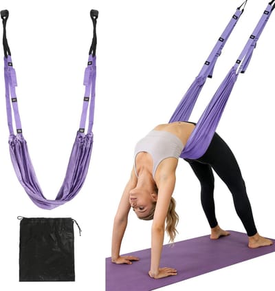 Yogariem, aerial yoga-hangmat van polyester katoen, yogariem, beenstretcher, pilates, accessoires, voor revalidatie, pilates, spagat, gymnastiek, flexibiliteit, training
