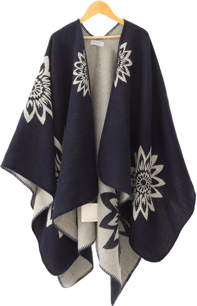 Emilie scarves - poncho - cape - omslagdoek - donkerblauw