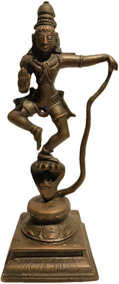 Naga Krishna beeld 21cm. - Slangenkoning - Koper - Hindoe god - Boeddha beeld