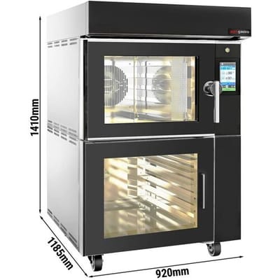 GGM Gastro Bäckerei-Heißluftofen mit Dampffunktion - Touch - 5x EN 600x400 - inkl. Gärschrank Zwart / Zilver