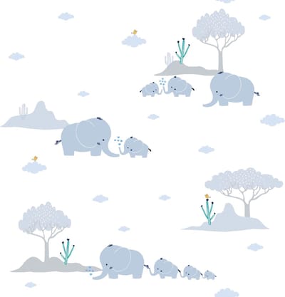 Kinderbehang Profhome 381281-GU vliesbehang licht gestructureerd met kinder patroon mat blauw grijs wit groen 5,33 m2