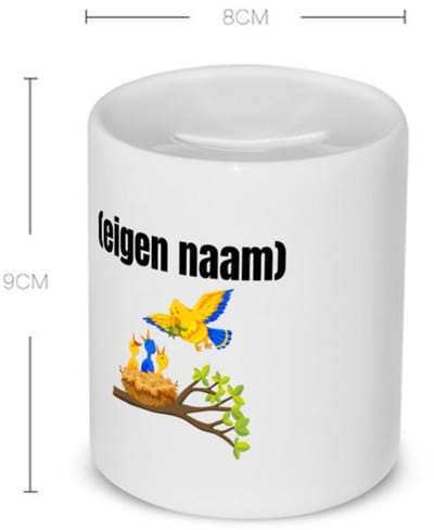 Akyol - vogels en nest met eigen naam Spaarpot - Vogels - dieren liefhebber - iemand die houdt van vogels - verjaardag - cadeau - kado - geschenk - 350 ML inhoud