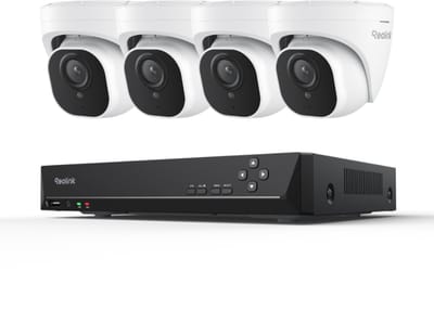 Reolink 4K UHD PoE-beveiligingscamerasysteem RLK8-800D4 - 8CH NVR met ingebouwde 2 TB HDD - 4 Stuks 4K/8MP PoE Bedrade Koepelcamera's met Persoons- En Voertuigdetectie - 30 m Haarscherp Nachtzicht - 24/7 Opname