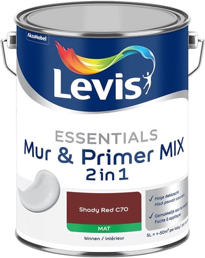 Levis - Essentials Mur & Primer Mix - Shady Red C70 - Mengverf - 5 L