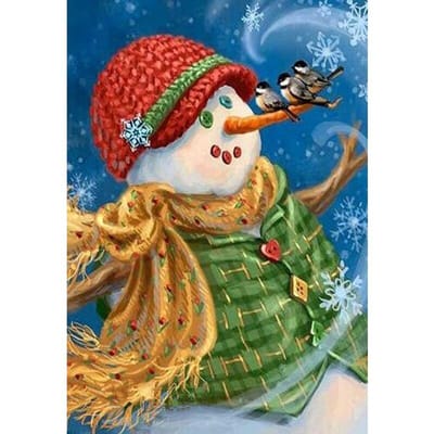 Peinture diamant 5D bricolage bonhomme de neige de noël, broderie au point de croix 20X30CM red