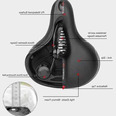Comfortabele Ergonomische Fietszadel voor Mannen en Vrouwen - Waterdichte Bedekking, Zacht en Ademend, Schokabsorberend voor Diverse Fietsen