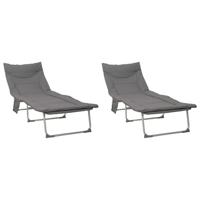 vidaXL - Opvouwbare - zonnebed - met - kussen - 2 - st - Antracietkleurig