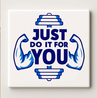 Just Do It for You Tegel 15x15cm – Motiverende Fitness Quote Keramische Wanddecoratie – Gym Inspiratie Cadeau – Blauw Halter Ontwerp