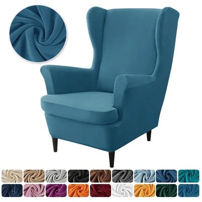 1 pièce Housse de Fauteuil à Oreilles Extensible Housse de Fauteuil à Oreilles en Velours Élastique Anti-salissure Housse de Canapé Simple Relax avec Housse de Coussin d'Assise