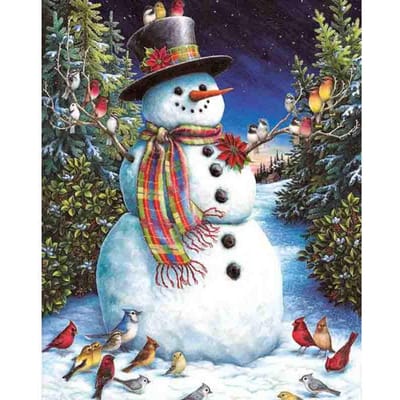 5D DIY diamant schilderij  Sneeuwpop & vogels  borduren kruissteek strass mozaïek schilderij 20X30CM gray