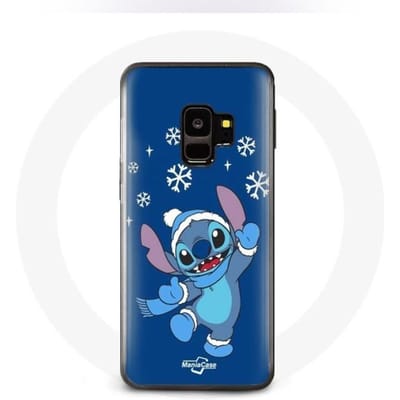 Coque - Samsung - Galaxy S9 - Souple - Stitch neige Noël - Protection bleu