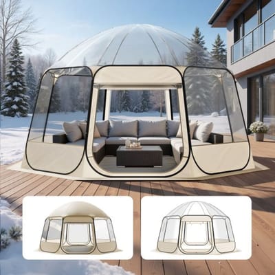 VEVOR Pop-up Bubble Tent, 458 x 432 x 230 cm, Transparante Kampeertent, Tuinkoepel Iglo Tent met Ramen, Sporttent, 540° Panoramisch Uitzicht, voor 12-15 Personen, Terras, Achtertuin