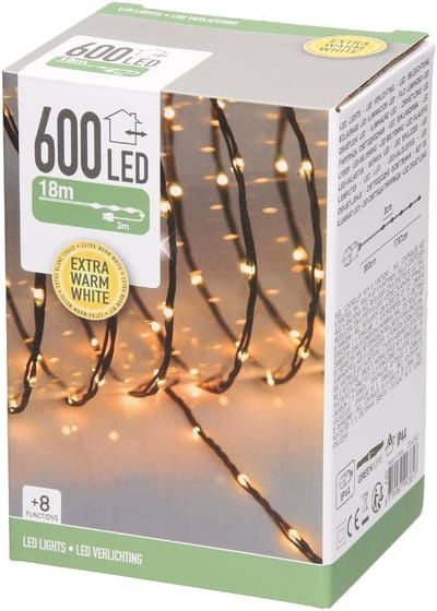 LED Micro Cluster lichtketting 24 m met 800 warmwitte LED's en 8 functies