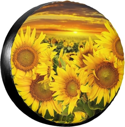 Reserveband Hoes - Banden Beschermer - Transport en Opslag - Waterdicht Stofbestendig - 14-17 Inch - Zonnebloem Veld
