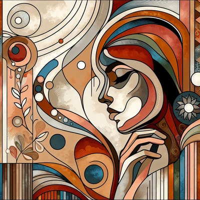 Modern vrouw schilderij | Vrouwen in de hedendaagse kunst: Een eigentijdse interpretatie | Kunst - 60x60 centimeter op Canvas | Foto op Canvas