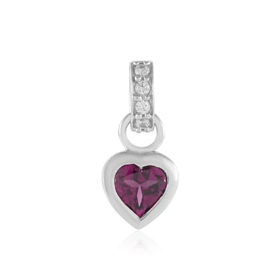 Cavill - Gerhodineerde 925 Sterling Zilveren Hanger - Hartvormige Naktamunda Rhodoliet 0 74 ct - Luxe Dames Sieraad