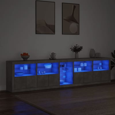 vidaXL - Dressoir - met - LED-verlichting - 283x37x67 - cm - betongrijs