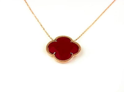 model Fiori kleine klaver ketting in zilver roze verguld koraalrode klaver