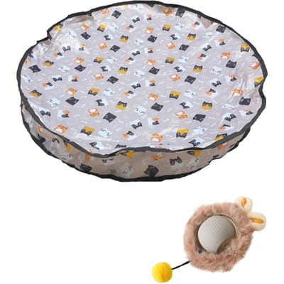 Interactief Kattenspeelgoed Ballen Automatische Kitty Elektrisch Pluche Speelgoed Smart Verlichte Kattenkrabpaal Rollende Bal Zoek Speel Afdekkingsset