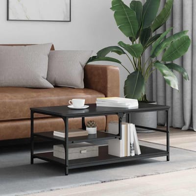 vidaXL - Salontafel - Zwart - Eiken - 90 - x - 49 - x - 40 - cm - Bewerkt - hout