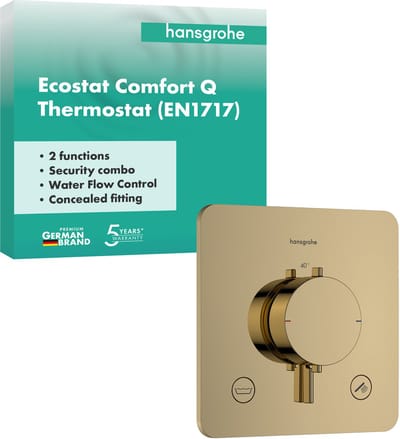 Hansgrohe Ecostat Comfort Q - Thermostatische inbouwkraan, voor 2 functies, afwerking gepolijst goud 33717990