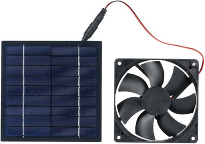 fan-Mini 5W 6V ventilator op zonne-energie, aangedreven door een zonnepaneel, waterdicht (IP65), geschikt voor hondenkennels, kippenhokken, kassen en camperdaken.