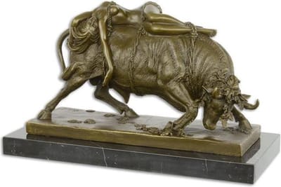 Bronzen beeld - Europa en de Stier - sculptuur - 24,4 cm hoog