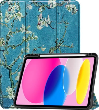 Hoesje - Geschikt voor Apple iPad 10 (2022) - 10.9 inch - 10e Generatie - Dun & Stevig - Trifold Bookcase - Hard Cover Case - Met Uitsparing Geschikt voor Apple Pencil - Hardcover Book - Tablet Hoes - Bloesem