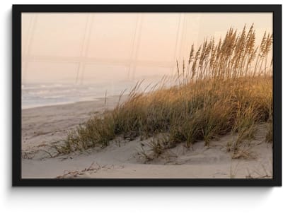Poster in lijst - Fotolijst 60x40 cm - Posters - Duinlandschap - Zonsondergang - Strand - Posterlijst zwart - Decoratie - Wanddecoratie woonkamer - Muurdecoratie slaapkamer