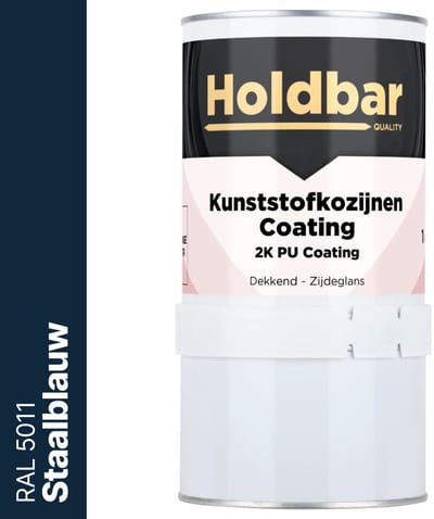 Holdbar Kunststofkozijnen Coating Staalblauw (RAL 5011) 1 Kg - Kunststof Kozijnen Schilderen - Hecht direct op kunststof - 100% UV-bestendig - kunststof kozijnen verven