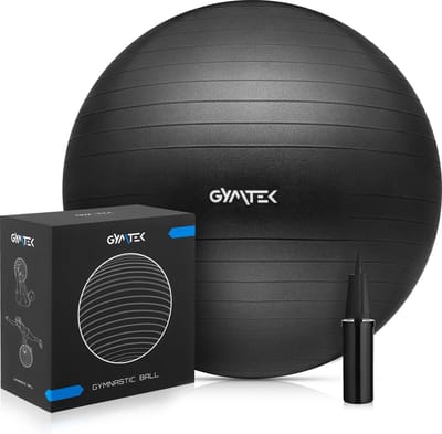 Gymtek® Gymnastiekbal incl. Pomp - 65 cm - Pilates bal, Trainings bal, Fitness bal, Zit bal voor Fitness, Pilates, Home Gym, Workout, Fysiotherapie
