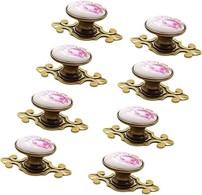 Keramische Ladeknoppen in Bronzen Tulpdesign - Set van 10 Decoratieve Knoppen voor Meubels en Keuken
