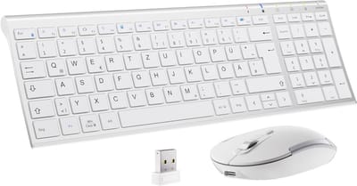 Draadloze Toetsenbord en Muis Set - Slank QWERTZ Lay-out voor PC, Laptop en Desktop