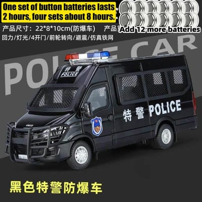 1:24 Lveco Swat Anti-oproerpolitie Voertuig Legering Diecast Model Auto Huisdecoratie En Computer Bureau Ornamenten Vakantie Cadeau