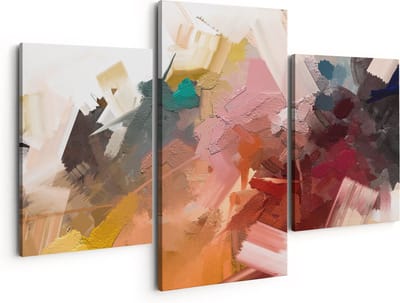 Artaza Canvas Schilderij Drieluik Abstracte Kunst - Kleurrijke Olieverf - 150x120 - Groot - Foto Op Canvas - Canvas Print
