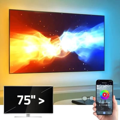 Ambient TV led strip met HDMI sync box - 75 inch en groter (190+ cm) - RGB - Bediening via app - TV ledstrip