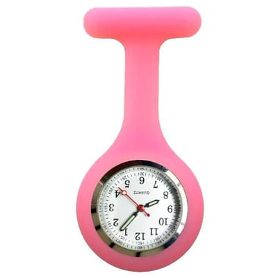 Fako® - Verpleegstershorloge - Zusterhorloge - Verpleegster Horloge - Siliconen RVS Lumi - Lichtroze