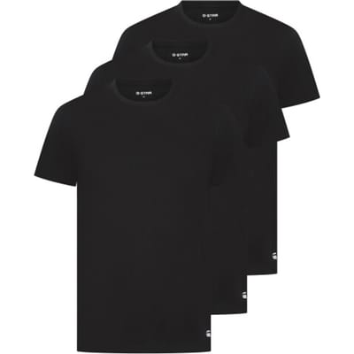 G-Star Heren Ondershirt Bamboe COVE T-shirt Ronde Hals 3-Pack Effen Zwart - Maat S