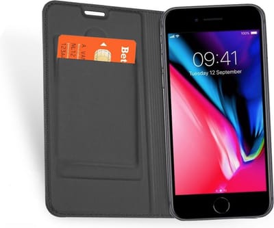 Hoesje geschikt voor Apple iPhone 8 Plus - Kunstlederen Wallet Hoesje Grijs - 360 Graden Beschermend Telefoonhoesje