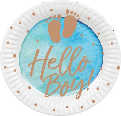 Boland - Set 10 papieren bordjes 'Hello boy!' - Geen thema - Babyshower